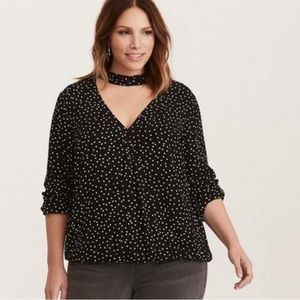 NWT Chiffon Mock Neck Surplice Blouse
